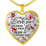 Cardinal Those We Love Don't Go Away They Fly Beside Us Every Day Heart Pendant Necklace - Heart Luxury Necklace (Gold Plated)