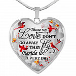 Cardinal Those We Love Don't Go Away They Fly Beside Us Every Day Heart Pendant Necklace - Heart Luxury Necklace (Silver)