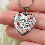Cardinal Those We Love Don't Go Away They Fly Beside Us Every Day Heart Pendant Necklace - Heart Luxury Necklace (Silver)