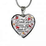 Cardinal Those We Love Don't Go Away They Fly Beside Us Every Day Heart Pendant Necklace - Heart Luxury Necklace (Silver)