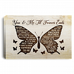 Butterfly You And Me Til Forever Ends Wrapped Framed Canvas Prints - Unframed Poster - Home Decor Wall Art, White, 0.75'' Framed Canvas