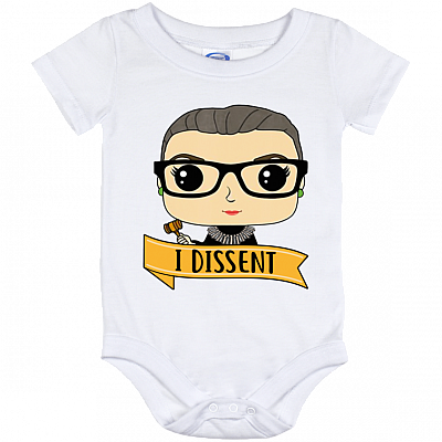 Cute RBG Ruth Bader Ginsburg - I Dissent Baby Onesie - Toddler Baby Infant Bodysuit, White, Baby Onesie - 12 Month