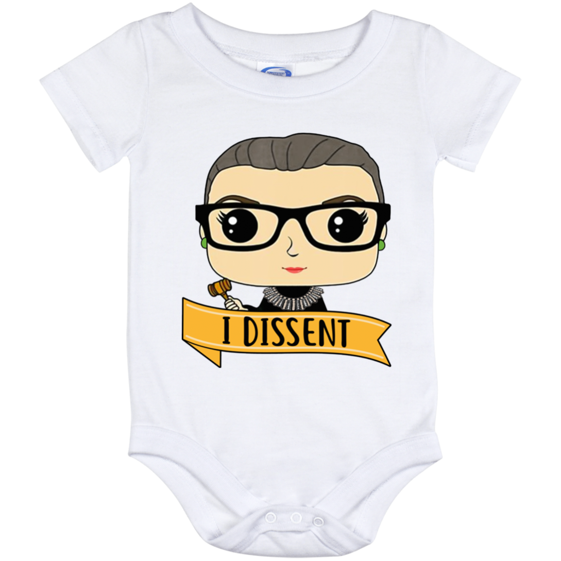 Cute RBG Ruth Bader Ginsburg - I Dissent Baby Onesie - Toddler Baby Infant Bodysuit, White, Baby Onesie - 12 Month