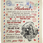 To My Husband I Didn’t Marry You My Only Love Jack And Sally Letter Fleece Blanket - Premium Sherpa Blanket, White, Cozy Plush Fleece Blanket - 50x60