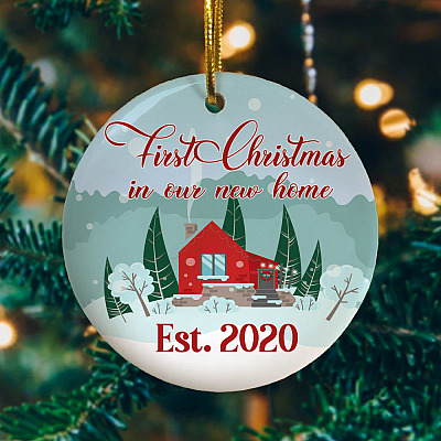 Alternative view of First Christmas New Home Decorative Christmas Ornament Keepsake - Holiday Flat Circle Ornament