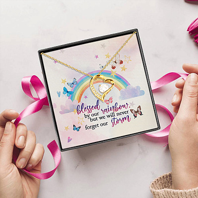 Blessed By Our Rainbow But We Will Never Forget Our Storm Forever Love Pendant Necklace