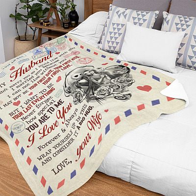 Alternative view of To My Husband I Didn't Marry You My Only Love Jack And Sally Letter Fleece Blanket - Premium Sherpa Blanket