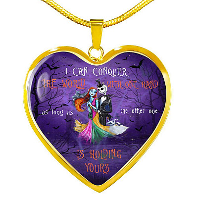 Nightmare Before I Can Conquer the World with One Hand Heart Pendant Necklace - Heart Luxury Necklace (Gold Plated)