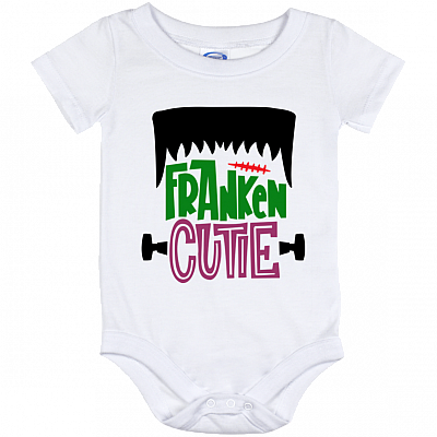 Franken Cutie Baby Onesie - Toddler Infant Bodysuit - Halloween Baby Onesie, White, Baby Onesie - 12 Month