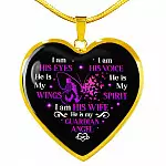 I Am His Eyes I Am His Voice He Is My Wings I Am His Wife He Is My Guardian Angel Butterfly Heart Pendant Necklace - Heart Luxury Necklace (Gold Plated) I Am His Eyes I Am His Voice He Is My Wings I Am His Wife He Is My Guardian Angel Butterfly Heart Pendant Necklace - Heart Luxury Necklace (Gold Plated)