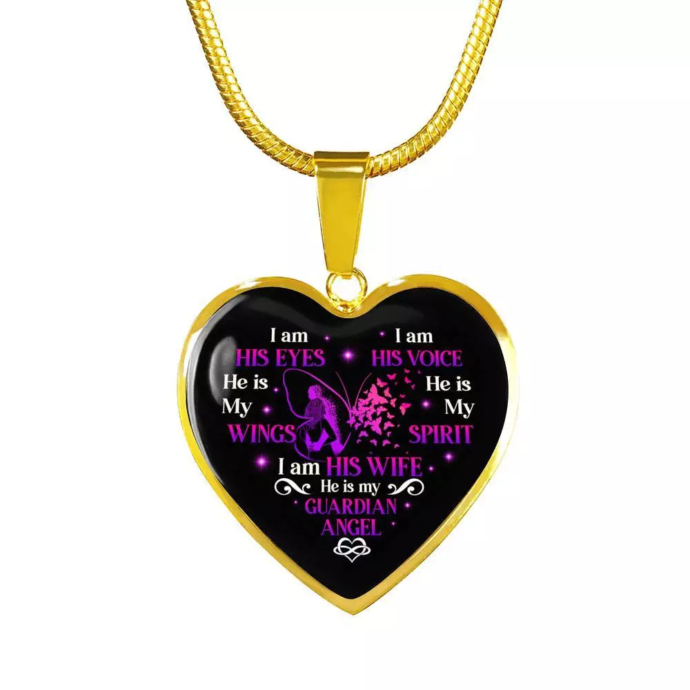 I Am His Eyes I Am His Voice He Is My Wings I Am His Wife He Is My Guardian Angel Butterfly Heart Pendant Necklace - Heart Luxury Necklace (Gold Plated) I Am His Eyes I Am His Voice He Is My Wings I Am His Wife He Is My Guardian Angel Butterfly Heart Pendant Necklace - Heart Luxury Necklace (Gold Plated)