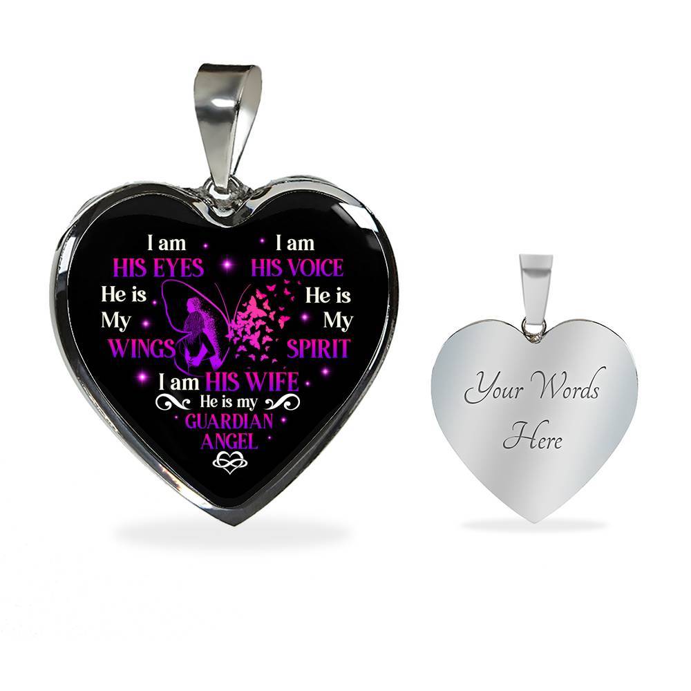 I Am His Eyes I Am His Voice He Is My Wings I Am His Wife He Is My Guardian Angel Butterfly Heart Pendant Necklace - Heart Luxury Necklace (Silver) I Am His Eyes I Am His Voice He Is My Wings I Am His Wife He Is My Guardian Angel Butterfly Heart Pendant Necklace - Heart Luxury Necklace (Silver)