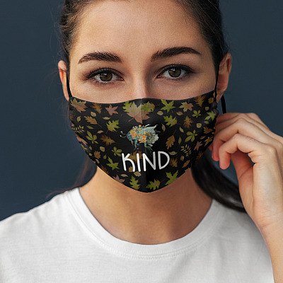 Alternative view of Flower Bee Kind Floral Washable Reusable Custom Printed Cloth Face Mask Cover