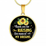 Gifts to Mother in Law Thank You for Raising the Man of My Dreams Sunflower Circle Pendant Necklace - Circle Luxury Necklace (Gold Plated)