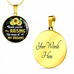 Gifts to Mother in Law Thank You for Raising the Man of My Dreams Sunflower Circle Pendant Necklace - Circle Luxury Necklace (Gold Plated)
