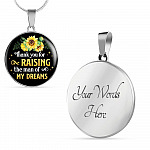 Gifts to Mother in Law Thank You for Raising the Man of My Dreams Sunflower Circle Pendant Necklace - Circle Luxury Necklace (Silver)