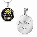 Gifts to Mother in Law Thank You for Raising the Woman of My Dreams Sunflower Circle Pendant Necklace - Circle Luxury Necklace (Silver)