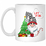Christmas Tree Gnome Let It Be Ceramic Coffee Mug - Beer Stein - Water Bottle - Color Changing Mug, White, 11 oz. White Mug