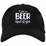 I Am A Beer Kind Of Girl Funny Beer Twill Cap - High-Profile Snapback Hat - Trucker Hat - Beer Lover Gifts, Black, Brushed Twill Dad Cap