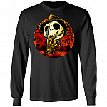 Freddy Skellington T-shirt - Freddy Kruger Jack Skellington Halloween Horror Movie Hoodie - Sweatshirt, Black, Long Sleeve