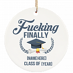 Personalized Fucking Finally Christmas Keepsake - Circle Ornament - Holiday Decoration Gift, White, Circle Ornament