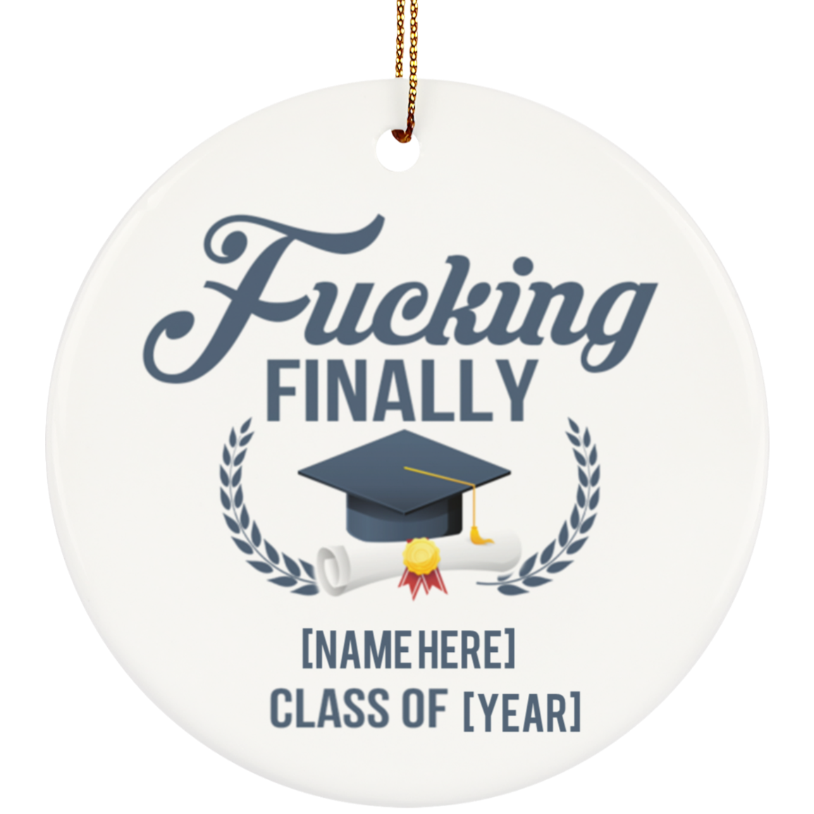 Personalized Fucking Finally Christmas Keepsake - Circle Ornament - Holiday Decoration Gift, White, Circle Ornament