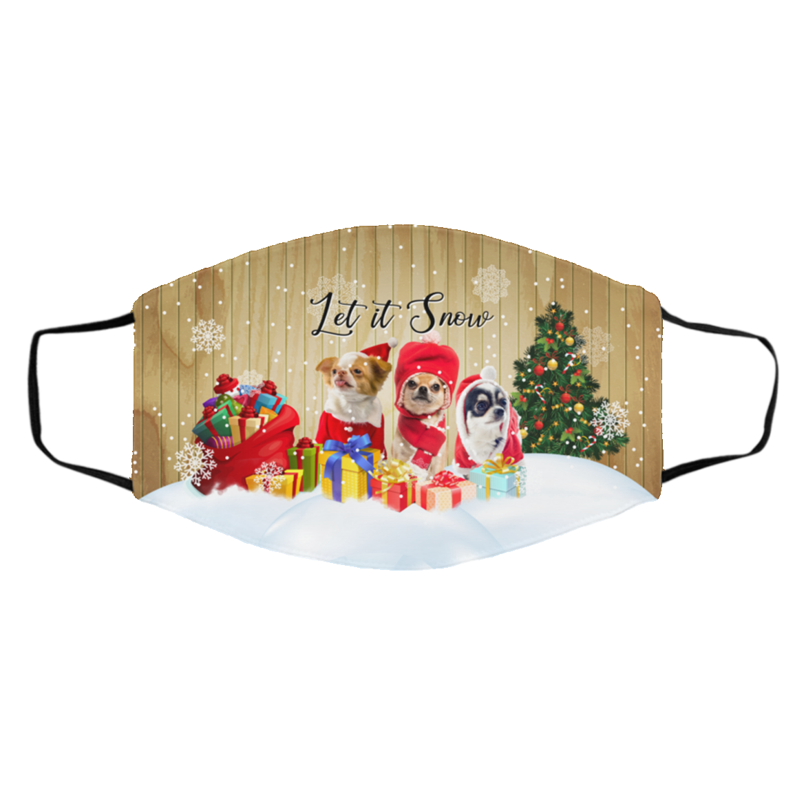 Let It Snow Christmas Holiday Chihuahua Washable Reusable Custom - Cloth Face Mask Cover, White, Cloth Face Cover – Medium/Large Let It Snow Christmas Holiday Chihuahua Washable Reusable Custom - Cloth Face Mask Cover, White, Cloth Face Cover – Medium/Large