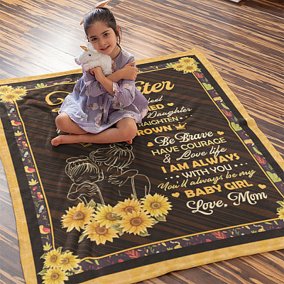 Alternative view of To My Daughter Sunflower Whenever You Feel Overwhelmed Remember From Mom Fleece Blanket - Sherpa Blanket