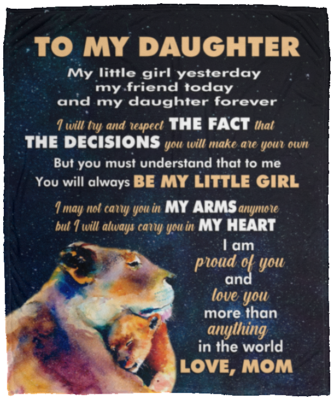 To My Daughter My Little Girl Yesterday Printed Fleece Blanket - Premium Sherpa Blanket - Woven Blanket, White, Cozy Plush Fleece Blanket - 50x60
