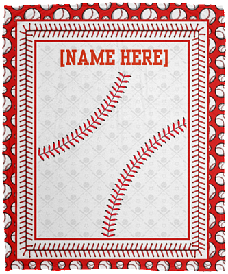 Personalized Name Baseball Fleece Blanket - Baseball Stitch Premium Mink Sherpa Blanket - Woven Blanket, White, Cozy Plush Fleece Blanket - 50x60