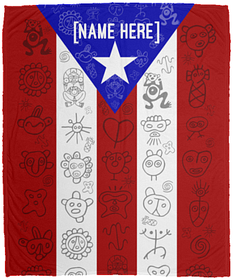 Personalized Name Puerto Rico Flag Fleece Blanket - Premium Mink Sherpa Blanket - Woven Blanket, White, Cozy Plush Fleece Blanket - 50x60
