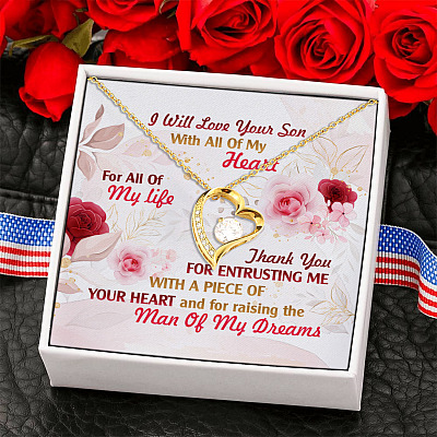 To My Mother in Law I Will Love Your Son with All of My Heart Forever Love Pendant Necklace