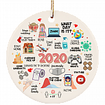 2020 Pandemic Quarantine Christmas Circle Ornament Keepsake, White, Circle Ornament
