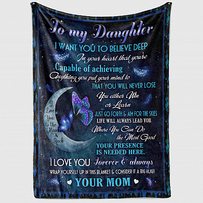 Alternative view of Butterfly To My Daughter I Want You To Believe Deep In Your Heart Fleece Blanket - Premium Mink Sherpa Blanket