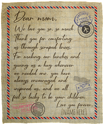 Personalized Dear Mom We Love You So Much Thank You for Comforting Us Fleece Blanket - Mink Blanket, White, Cozy Plush Fleece Blanket - 50x60