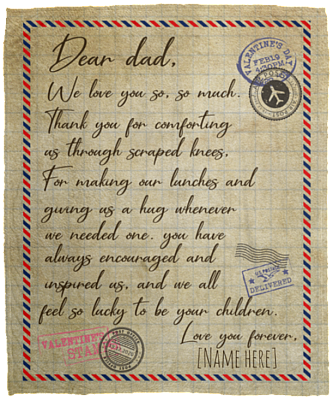 Personalized Dear Dad We Love You So Much Thank You for Comforting Us Fleece Blanket - Mink Blanket, White, Cozy Plush Fleece Blanket - 50x60