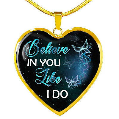Believe In You Like I Do Heart Pendant Necklace - Heart Luxury Necklace (Gold Plated)