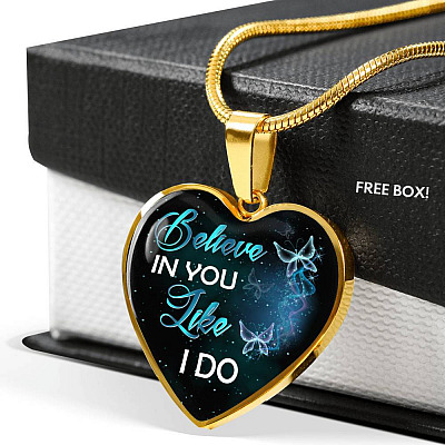 Believe In You Like I Do Heart Pendant Necklace - Heart Luxury Necklace (Gold Plated)