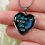 Believe In You Like I Do Heart Pendant Necklace - Heart Luxury Necklace (Silver)