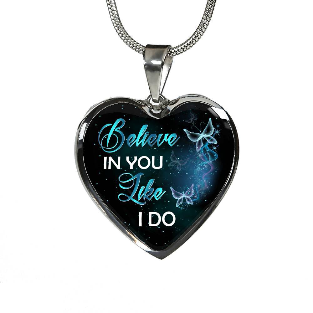 Believe In You Like I Do Heart Pendant Necklace - Heart Luxury Necklace (Silver)