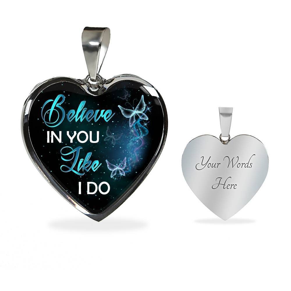 Believe In You Like I Do Heart Pendant Necklace - Heart Luxury Necklace (Silver)