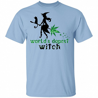 World's Dopest Witch - Cannabis Weed Girl Gift 420 Halloween T-Shirt, Light Blue, Unisex T-Shirt