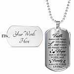 Faith Makes Possible Love Makes Easy Hope Makes Work Family Makes Life Worth Thing Dog Tag Pendant Necklace - Dog Tag (Silver)