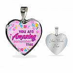 You Are Amazing Remember That Heart Pendant Necklace - Heart Luxury Necklace (Silver)