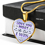 I Love You Most I Win Heart Pendant Necklace - Heart Luxury Necklace (Gold Plated)