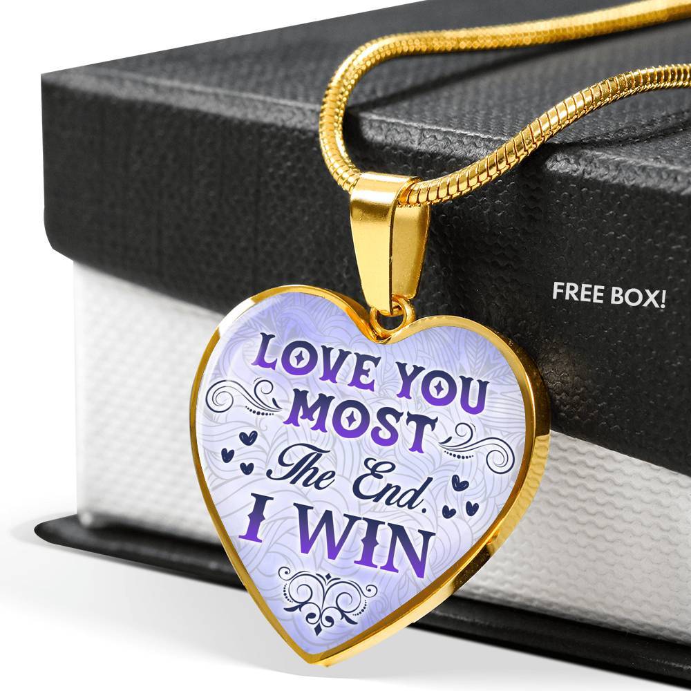 I Love You Most I Win Heart Pendant Necklace - Heart Luxury Necklace (Gold Plated)