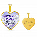 I Love You Most I Win Heart Pendant Necklace - Heart Luxury Necklace (Gold Plated)