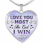 I Love You Most I Win Heart Pendant Necklace - Heart Luxury Necklace (Silver)