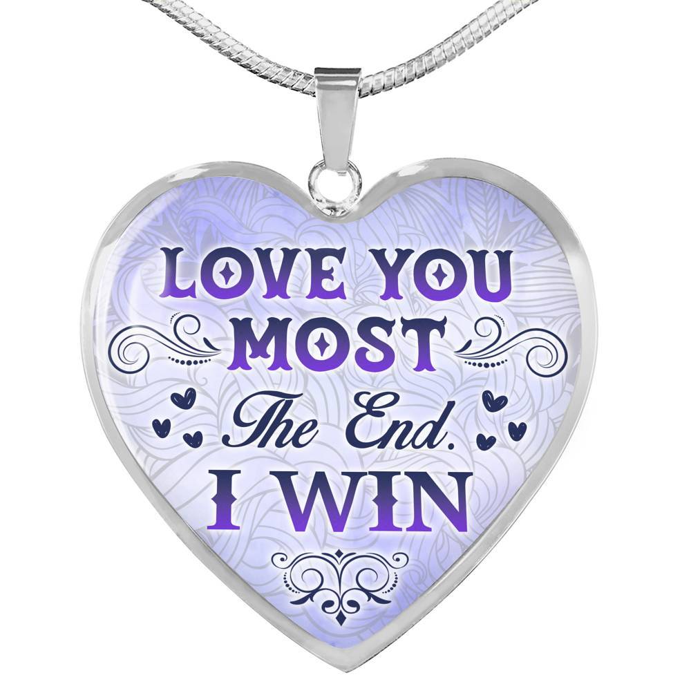 I Love You Most I Win Heart Pendant Necklace - Heart Luxury Necklace (Silver)