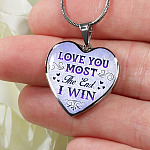 I Love You Most I Win Heart Pendant Necklace - Heart Luxury Necklace (Silver)